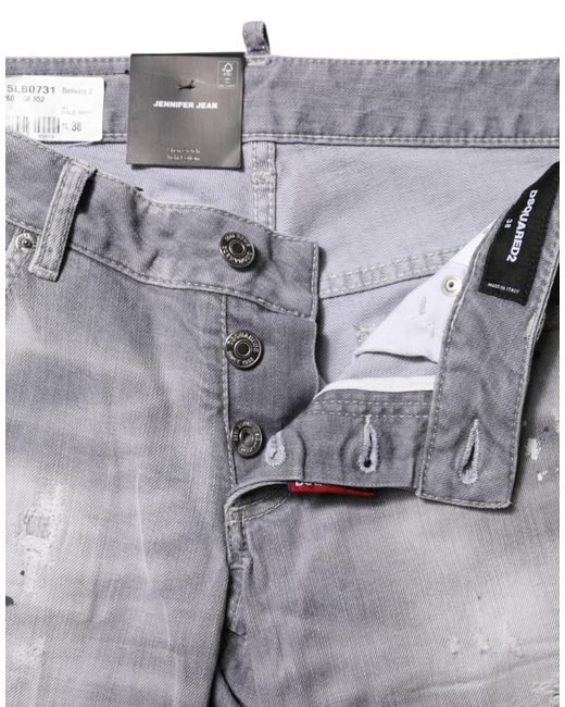 DSquared² Gray Washed Mid Waist Tapered Denim Jeans for men