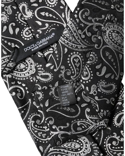 Dolce & Gabbana Black Paisley Silk Adjustable Neckwomen's Tie