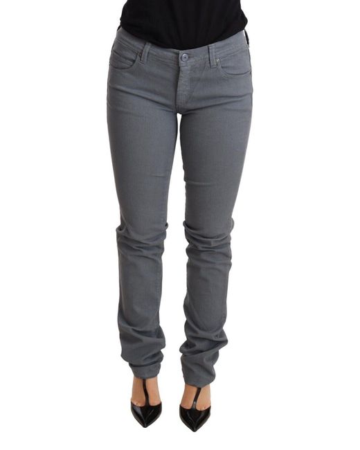 Ermanno Scervino Black Gray Low Waist Skinny Slim Trouser Cotton Jeans
