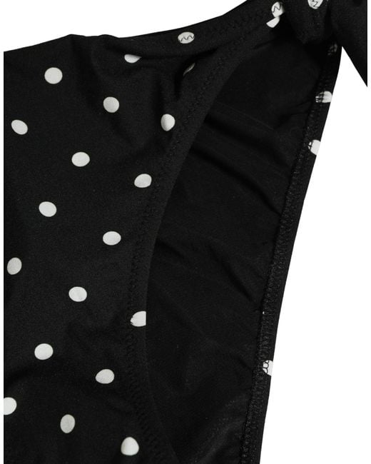 Dolce & Gabbana Black Polka Dot Swimwear Beachwear Bottom Bikini Elastane Nylon Clothing