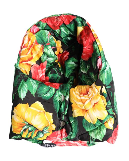 Dolce & Gabbana Green Multicolor Floral Print Whole Head Wrap Hat