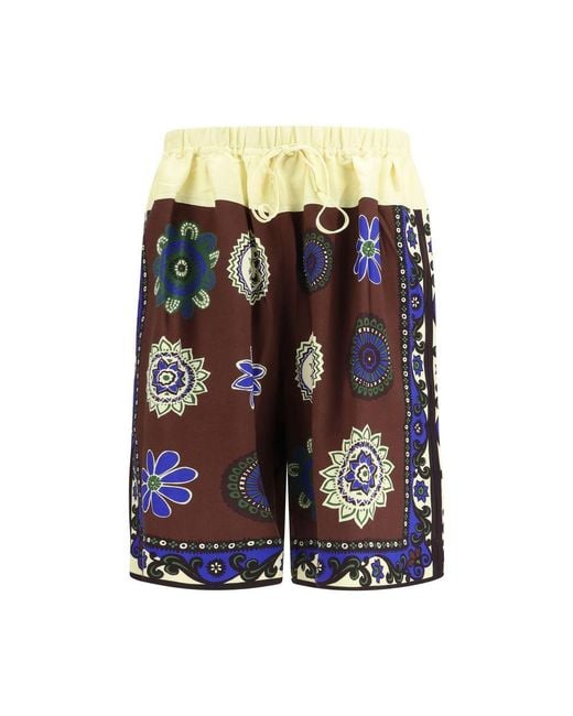 ALÉMAIS Blue Multicolor Viscose Bermuda Shorts