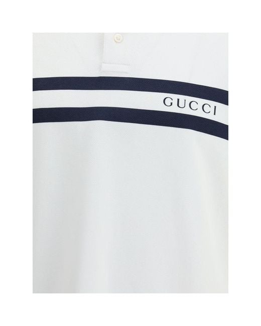 Gucci White Cotton Polo Shirt for men
