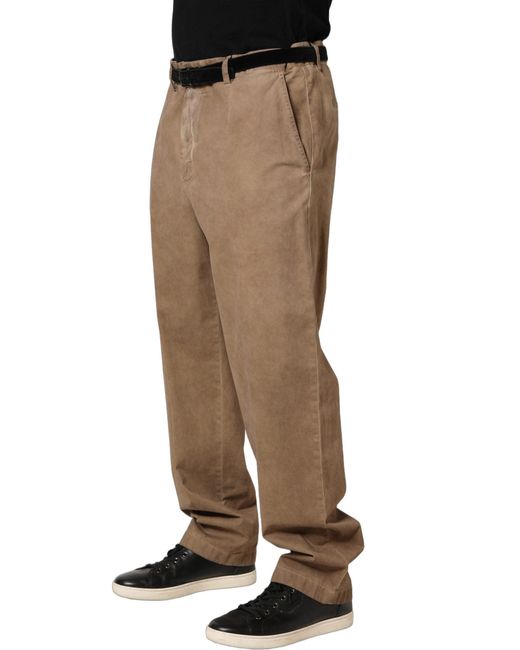 Domenico Tagliente Natural Beige Cotton Straight Leg Men Trouser Pants for men
