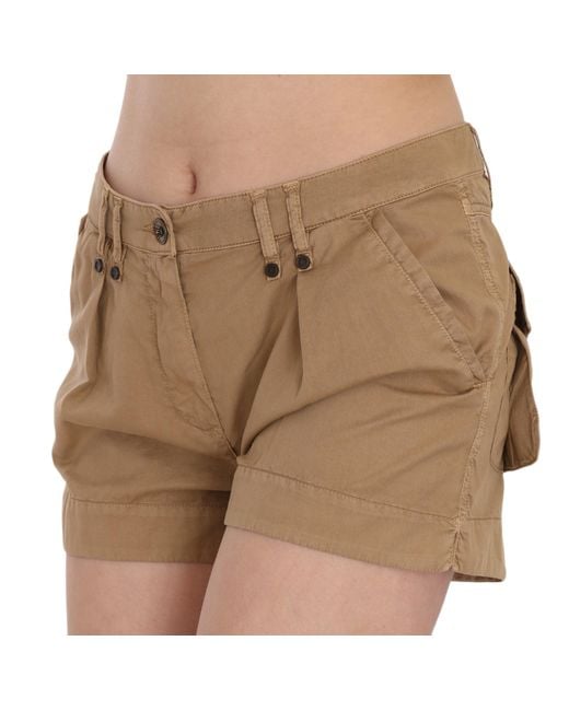 Plein Sud Mid Waist Cotton Mini Shorts Brown Pan70244