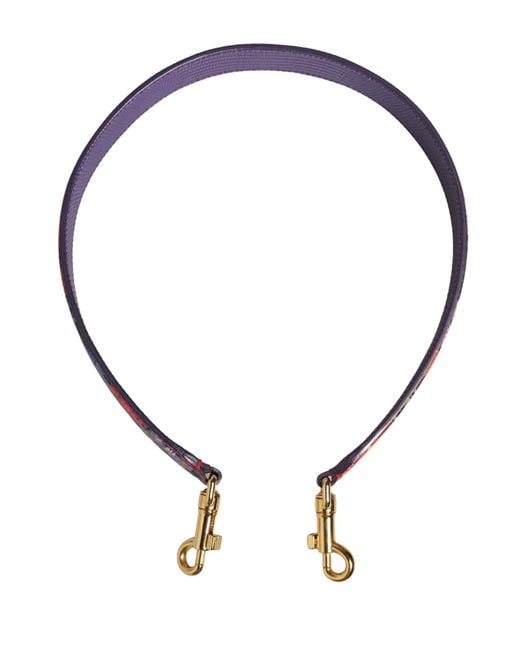 Dolce & Gabbana Blue Multicolor Floral Leather Bag Accessory Shoulder Strap