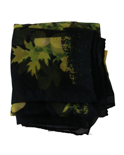 Gianfranco Ferré Green Gf Ferre Yellow Floral Wrap Shawl Foulard Scarf