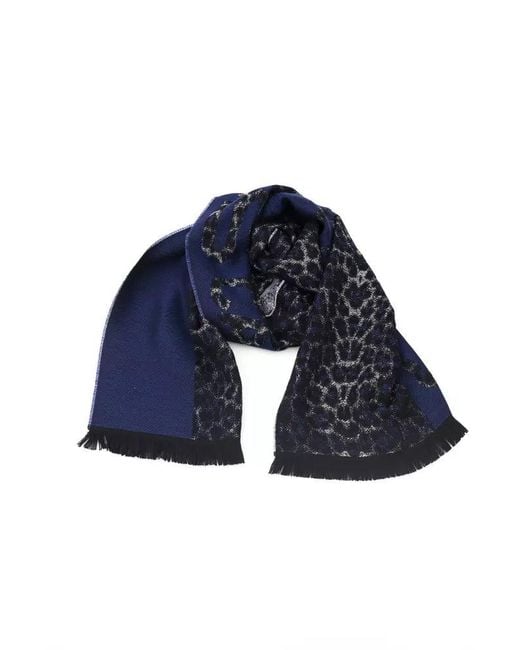 Roberto Cavalli Blue Elegant Animalier Scarf for men