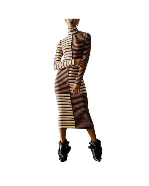 Desigual Brown Cotton Long Dress