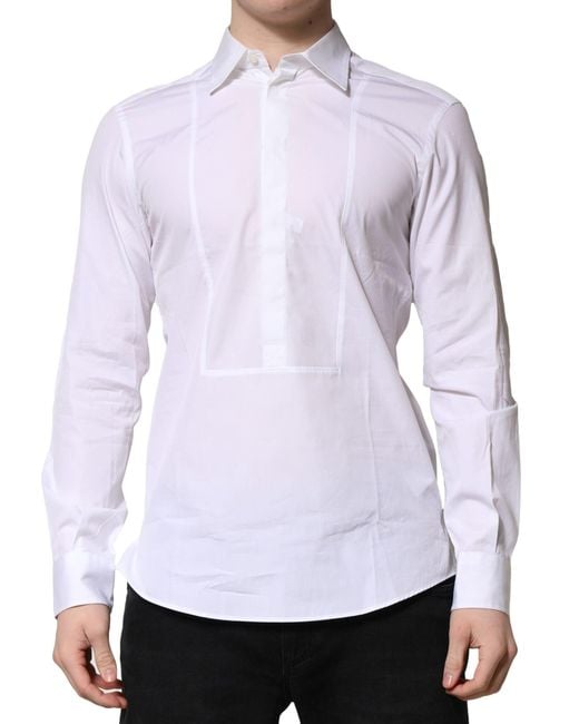Dolce & Gabbana White Poplin Cotton Formal Dress Shirt for men