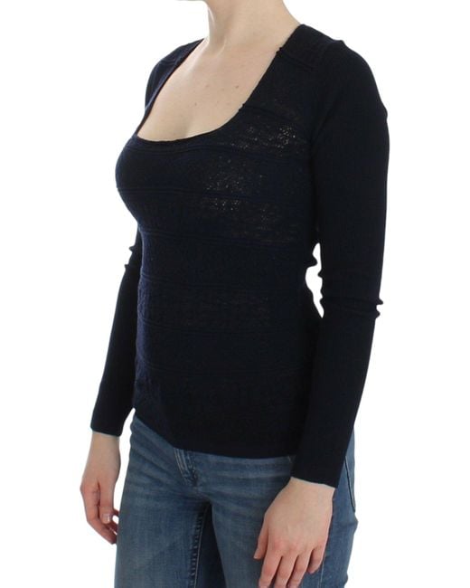 Ermanno Scervino Black Knitted Wool Blend Longsleeve Sweater