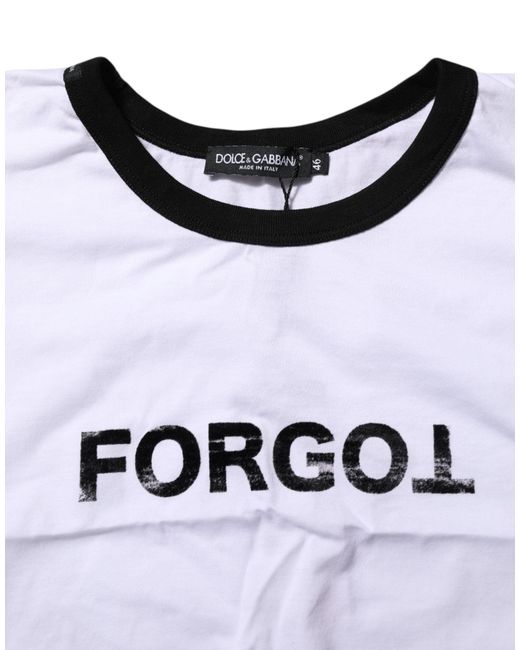 Dolce & Gabbana Blue White Graphic Print Crew Neck Cropped T