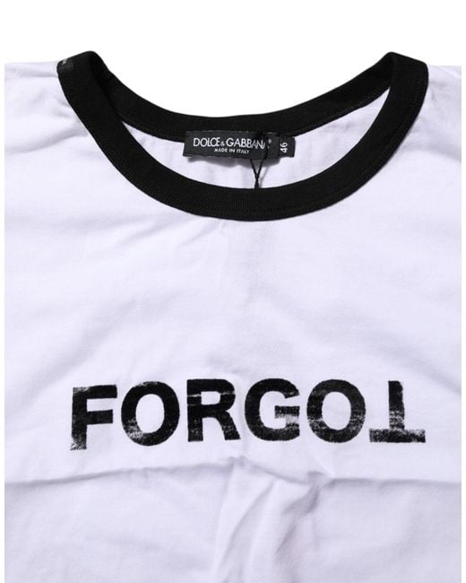 Dolce & Gabbana Blue White Graphic Print Crew Neck Cropped T for men