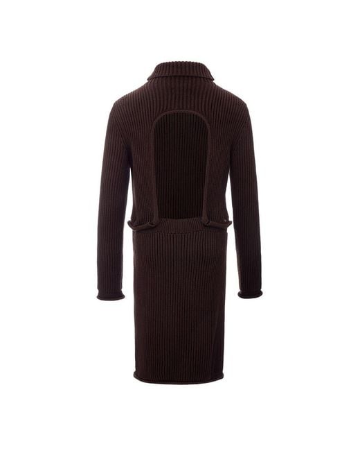 Bottega Veneta Brown Ribknit Wool Midi Dress Bo1701664