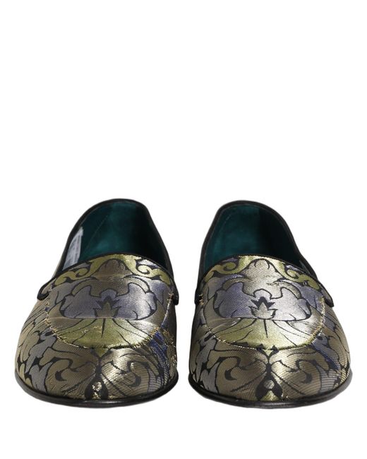 Dolce & Gabbana Multicolor Floral Jacquard Men Loafers Shoes  display picture 2