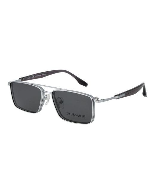 Trussardi Brown Silver Titanium Glasses (frames) for men