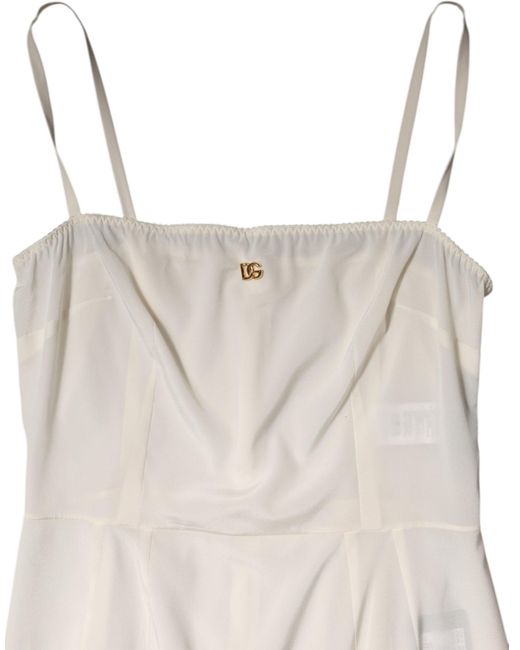 Dolce & Gabbana White Full Slip Dg Logo Silk Dress Sleepwear for men