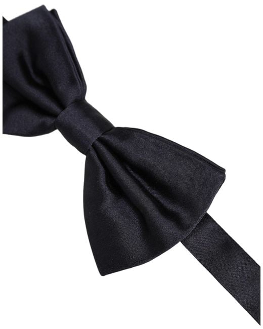 Dolce & Gabbana Men Black 100% Silk Adjustable Neck Papillon Bow Tie for men