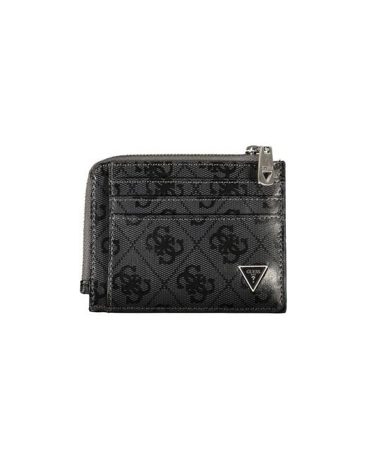 Guess Black Sleek Leather Wallet With Contrasting Accents for men