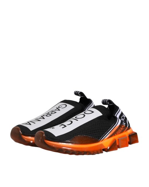 Dolce & Gabbana Multicolor Black White Slip On Sorrento Sneakers Shoes for men