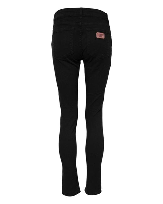 Dolce & Gabbana Black Cotton Skinny Mid Waisted Denim Jeans for men