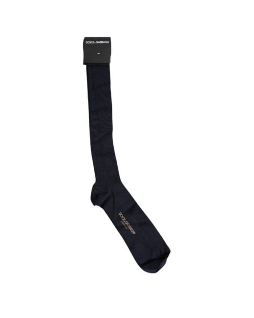 Dolce & Gabbana Black Viscose Logo Over The Calf Socks for men