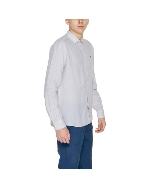 U.S. POLO ASSN. Gray Beige Linen Shirt for men