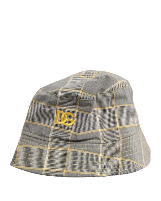 Dolce & Gabbana Men Gray Checkered Bucket Fisherman Capello Hat for men
