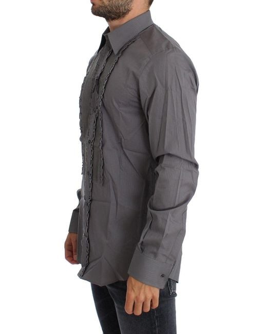 Dolce & Gabbana Gray Elegant Slim Fit Cotton Dress Shirt for men