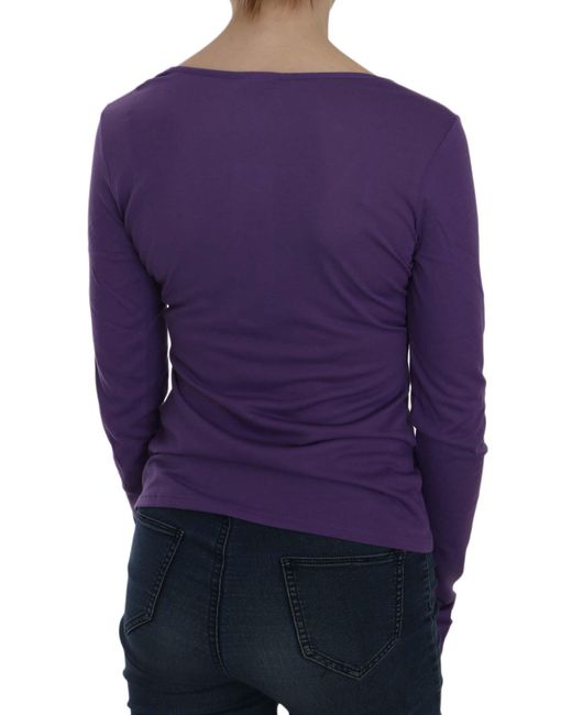 Exte Crystal Embellished Ls Casual Top Purple Tsh3908