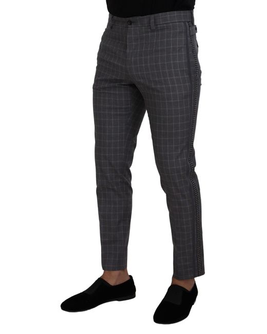 Dolce & Gabbana Black Check Pants Slim Fit for men