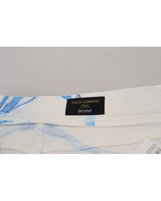 Dolce & Gabbana Blue Printed Slimfit Jeans for men