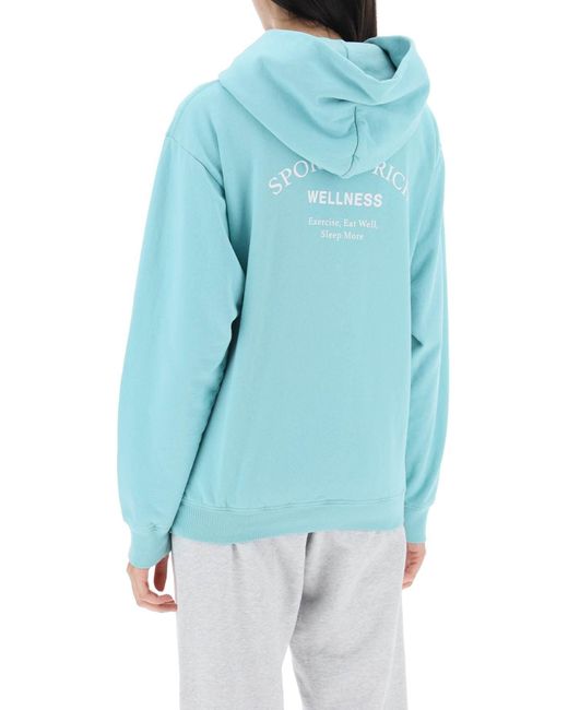 Sporty & Rich Blue Hoodie With Lettering Logo
