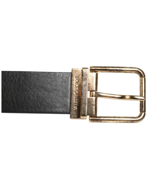 Dolce & Gabbana Black Leather Coin Buckle Belt Calf for men