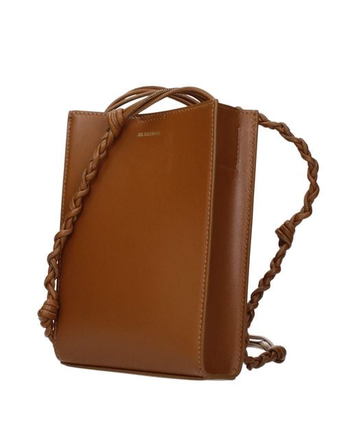 Jil Sander Brown Leather Crossbody Bag