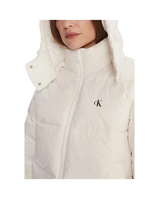 Calvin Klein White Cream Polyamide Coat