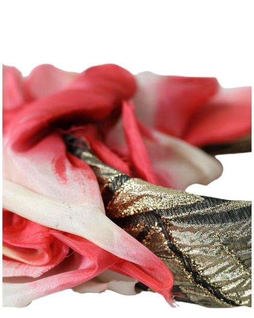 Dolce & Gabbana Red Floral Applique Silk Headband Diadem