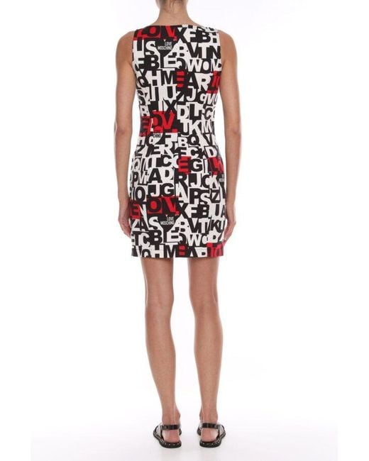 Love Moschino Red Chic Monochrome Dress With Accent