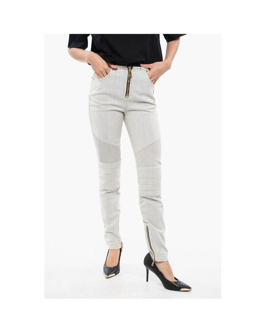 Balmain Gray Ultra Skinnt Denims With Raw