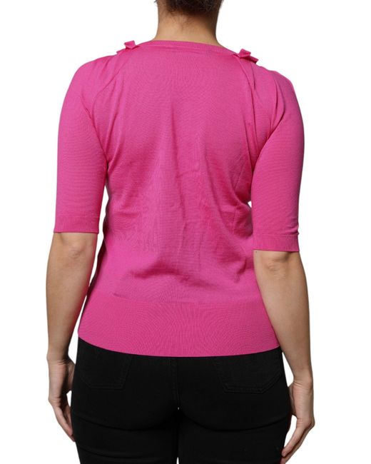 Dolce & Gabbana Pink Wool Button Down Cardigan Sweater