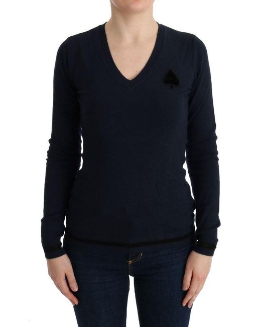 CoSTUME NATIONAL Blue V-neck Viscose Sweater