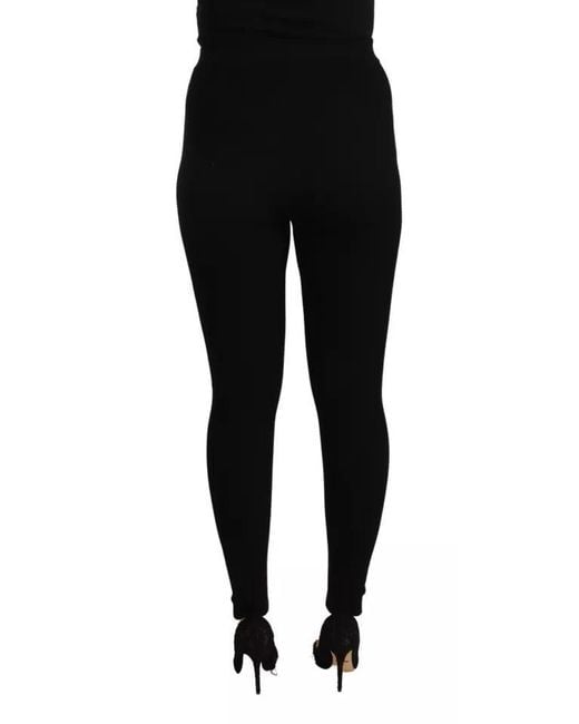 Dolce & Gabbana Black High Waist Stretch Pants Tights