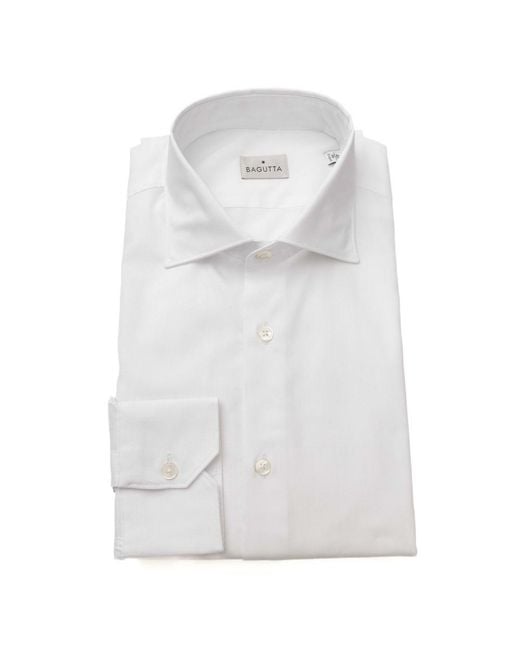 Bagutta White Cotton Dress Shirt for men