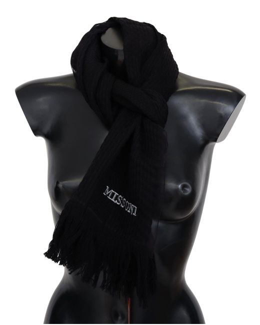 Missoni Black Wool Neck Warmer Wrap Scarf for men
