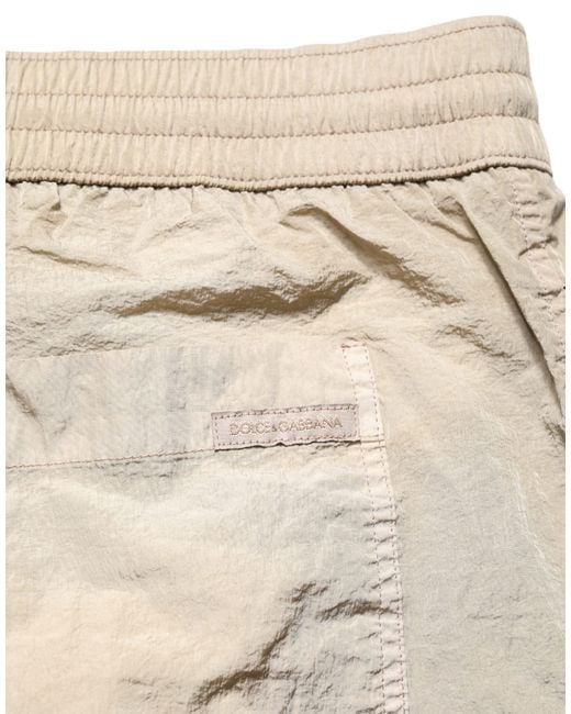 Dolce & Gabbana Natural Brown Nylon Drawstring Swim Shorts Swimwear for men