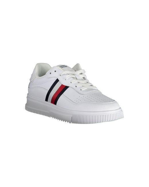 Tommy Hilfiger White Classic Sneakers With Embroidery Detail for men