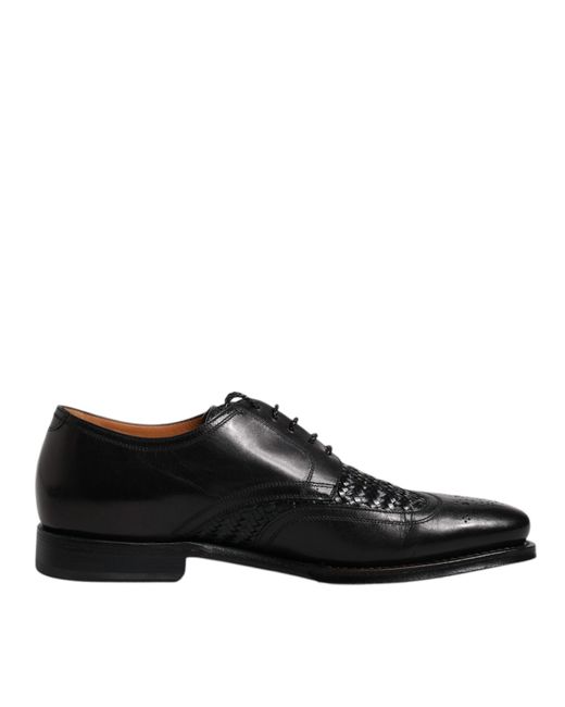 Dolce & Gabbana Black Leather Derby Wingtip Lace Up Formal Dress Shoes for men