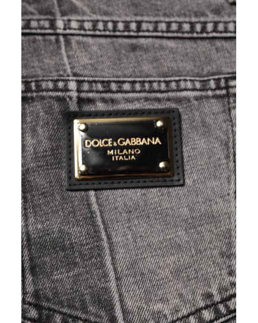 Dolce & Gabbana Black Two Tone Gray Cotton Denim Jeans for men