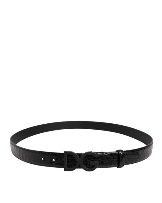 Dolce & Gabbana Black Leather Classic Metal Dg Buckle Belt for men
