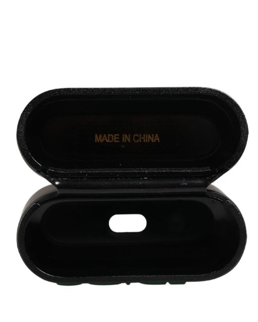 Dolce & Gabbana Black Pvc Embossed Logo Flip Holder Airpods Case